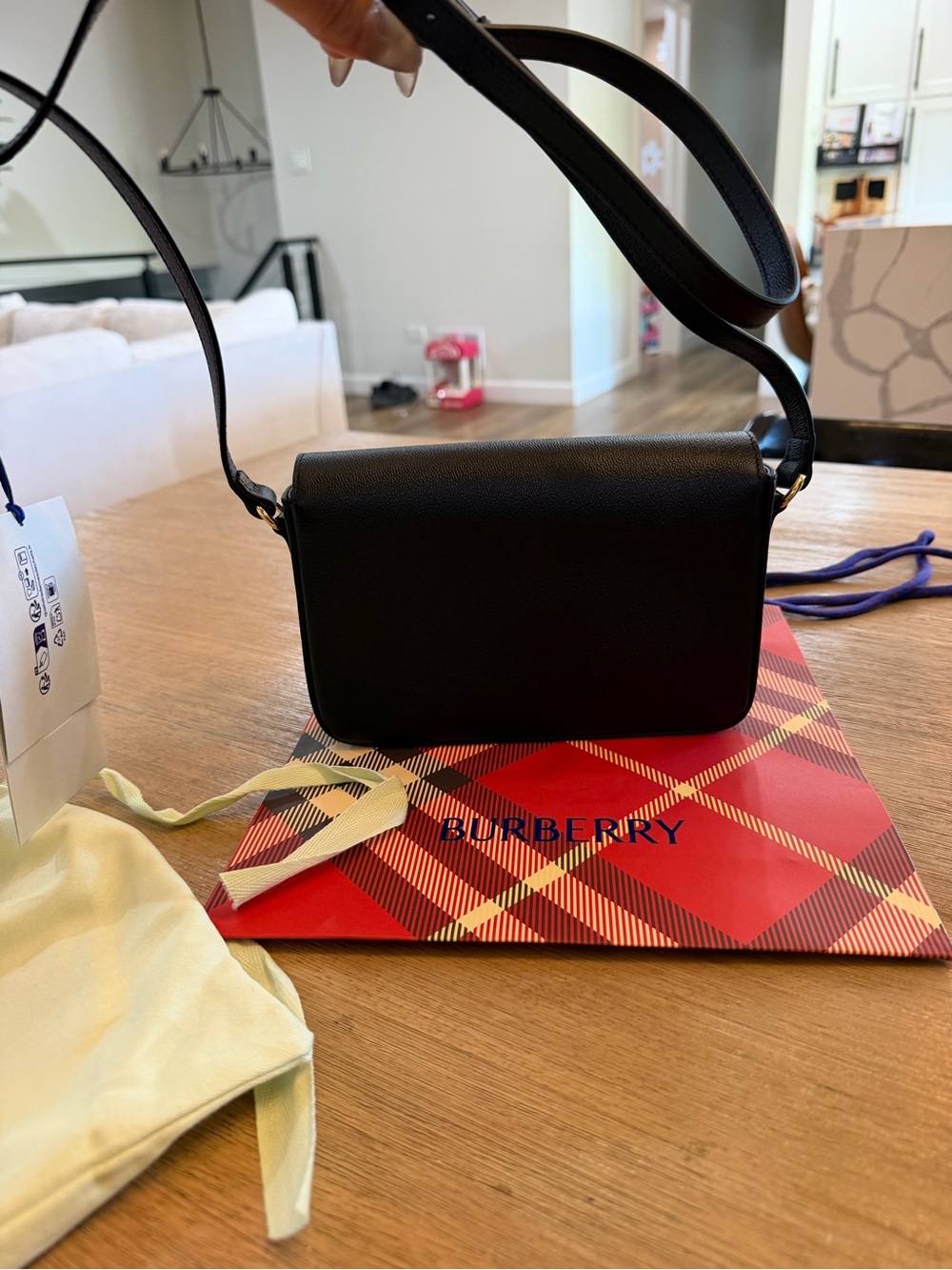 Burberry New Hampshire Black Leather Crossbody with Signature Check Trim - Picture 3 of 7